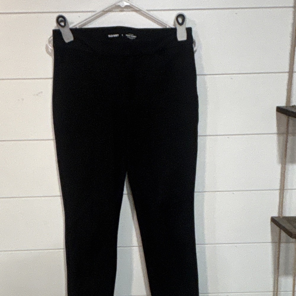 Old Navy Black Cotton Blend Dress Pants Skinny Leg Flat Front High Rise, size 8